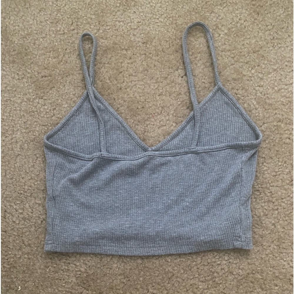 Grey ribbed-knit tank top